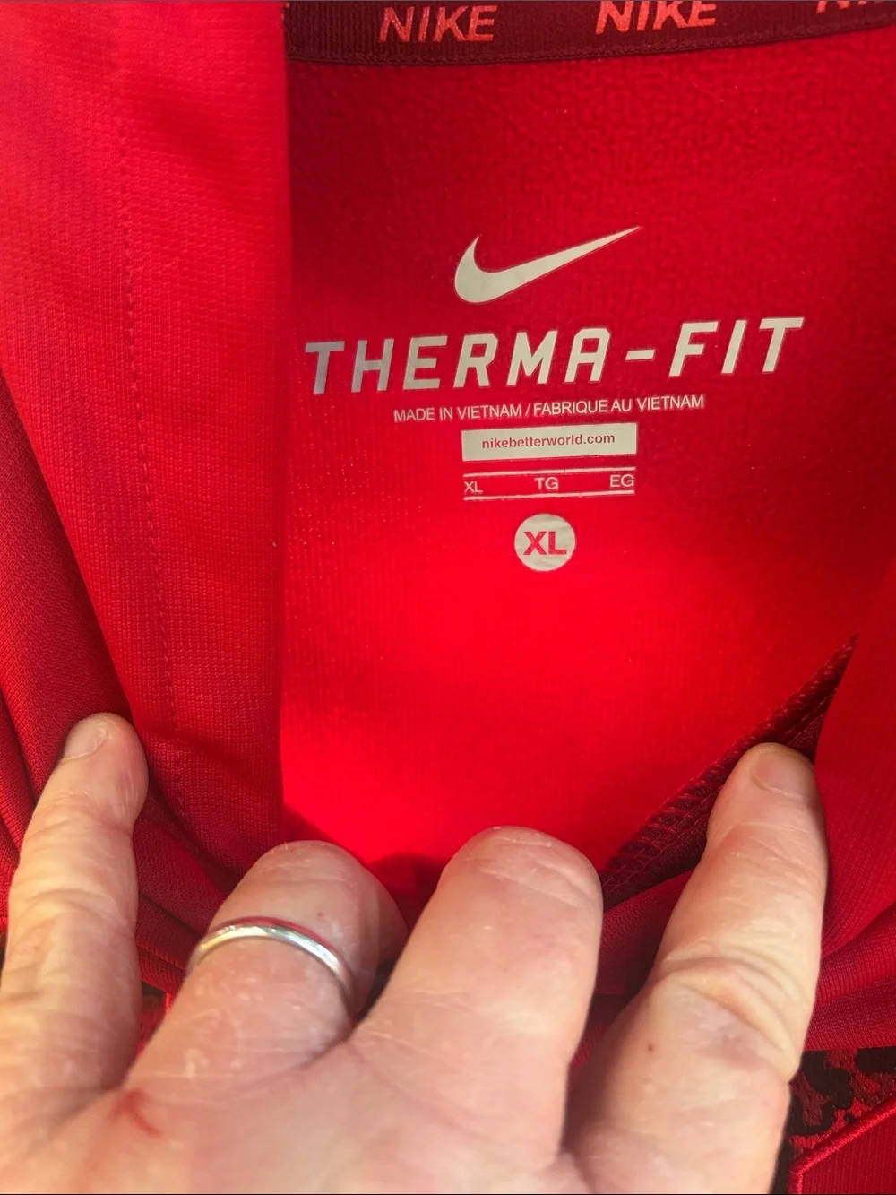 Nike Red Hoodie with Patterned Logo